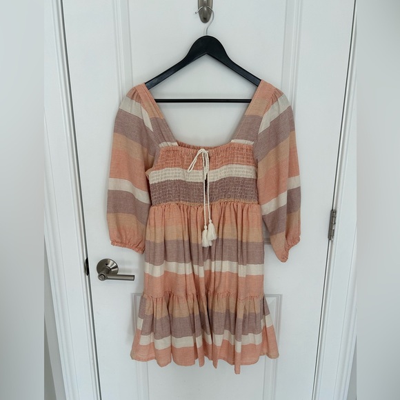 Lulus Way Too Cute Peach Multi Striped Smocked Babydoll Dress - Picture 6 of 6